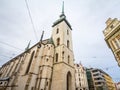 St james Church, also called Kostel Svateho Jakuba, in the historical center of Brno, Czech Republic, in autumn. Royalty Free Stock Photo