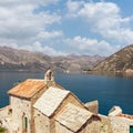 Church of Our Lady of Angels and two islets. Bay of Kotor, Montenegro Royalty Free Stock Photo