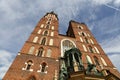 Brick church of Saint Mary in Krakow, Poland Royalty Free Stock Photo