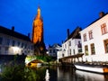 Church of Our Lady in Bruges at night Royalty Free Stock Photo