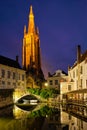 Church of Our Lady and canal. Brugge Bruges, Belgium Royalty Free Stock Photo