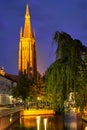 Church of Our Lady and canal. Brugge Bruges, Belgium Royalty Free Stock Photo