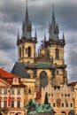 Church of Our Lady in front of Tyn and Jan Hus Statue in Prague Royalty Free Stock Photo