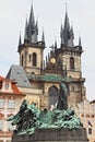 Church of Our Lady in front of Tyn and Jan Hus Statue Royalty Free Stock Photo