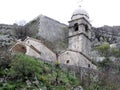 Church of Our Lady of Health on the hill above the Bay of Kotor, Montenegro..