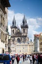 Church of our Lady in old town Square in sunny day in Prague, Czech Republic Royalty Free Stock Photo