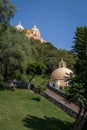 Church of Our Lady of Remedies at the top of Cholula pyramid and Well of Wishes - Cholula, Puebla, Mexico Royalty Free Stock Photo