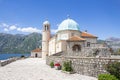 Church of Our Lady of the Rocks on island in Bay of Kotor near Perast, Montenegro.  Attractive travel destination Royalty Free Stock Photo