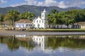 Church of Our Lady of Sorrows with mirror reflection, Paraty, Brazil Royalty Free Stock Photo