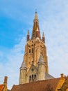 Church of Our Lady tower in Bruges Royalty Free Stock Photo