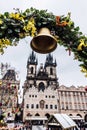 Church of Our Lady before Tyn and flowers arch Royalty Free Stock Photo