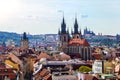 Church of Our Lady before Tyn and the Old City Hall aerial view, Royalty Free Stock Photo