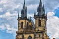 Church of our Lady before Tyn Prague - Architectural image in Old Town Square, in Prague, Czech Republic with Chram Royalty Free Stock Photo