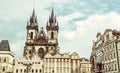 Church of Our Lady before Tyn in Prague, Czech republic, old filter Royalty Free Stock Photo