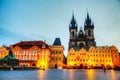 Church of Our Lady before Tyn in Prague at sunrise