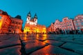 Church of Our Lady before Tyn Tyn Church in the Old Town square Stare Mesto at night. Prague, Czech Republic