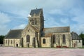 Church with paratrooper on the tower of Sainte MÃ¯Â¿Â½re Ã¯Â¿Â½glise in Fr Royalty Free Stock Photo