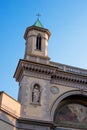 Church Parish Saints Peter and Paul Apostles in Turin, Italy. Fragment of the church. The bell tower of the church Royalty Free Stock Photo