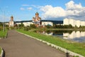 Park with a lake, Zelenogorsk, Krasnoyarsk region Royalty Free Stock Photo