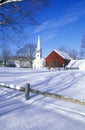 Church in Peacham, VT in snow in winter