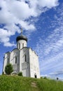 The church of Pokrova-na-Nerli, year 1165, on a hill in Bogolyubovo, Russia Royalty Free Stock Photo