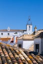 Church and Portuguese roof in Albufeira Royalty Free Stock Photo
