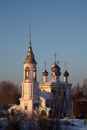 Orthodox church at sunset, ancient Vologda, Russia