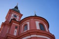 Stara Boleslav, Czech Republic - January 31, 2021 - large sacral area with an important early Baroque church of the Assumption of