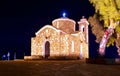 Church of Profitis Ilias in Protaras at night, Cyprus Royalty Free Stock Photo