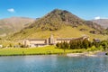 Church and public hiking base building in the catalan Pyrenees mountains. Famous recreation and Royalty Free Stock Photo