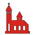 Church, red silhouette, isolated vector icon Royalty Free Stock Photo