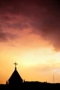 Church and red sky