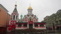 Church on Red square in rainy day. Lonliest day.