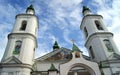 Church of the Resurrection, detail of the frescoes decorated facade, Molodi, Moscow Oblast, Russia