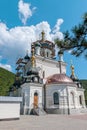 Church of the Resurrection of Christ in Foros, Crimea. Stunning view of the temple on a sheer cliff above the sea Royalty Free Stock Photo