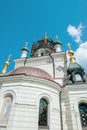 Church of the Resurrection of Christ in Foros, Crimea. Stunning view of the temple on a sheer cliff above the sea. A fragment of Royalty Free Stock Photo