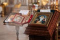 CHURCH OF THE RESURRECTION, VICHUGA, RUSSIA - JULY 17, 2022: Interior of the Orthodox Christian Church of the