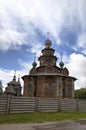 Church of the Resurrection (Voskresenskaya) and Holy Transfiguration (Preobrazenskaya) Church. Museum of wooden architecture. Royalty Free Stock Photo