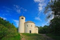 Church on Rip hill. St. Jiri and Vojtech romanesque rotunda from 1126 on Hora Rip Hill, national cultural landmark, Bohemia, Czech