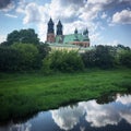Church on the river in Poznan, Poland, June 2019 Royalty Free Stock Photo