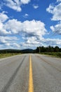 Church road under a cloudy sky