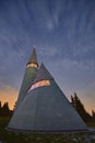 Church at rogla mountain shot at night with stars Royalty Free Stock Photo