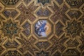 Church, Rome, decorated ceiling in gilded wood and painted Maria Royalty Free Stock Photo