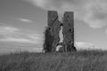 Church ruins in black and white Royalty Free Stock Photo