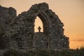 Church ruins with a cross in the window Royalty Free Stock Photo