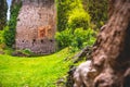 Church ruins in the Giardino della Ninfa or nymph garden in Latina - Lazio - Italy