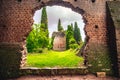 Church ruins in the Giardino della Ninfa or nymph garden in Latina - Lazio - Italy