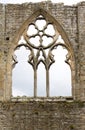 Gothic window detail with grey sky Royalty Free Stock Photo