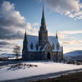 Church of the Sacred Heart, Dunlewey close to Mount Errigal in County Donegal - Ireland made with Generative AI