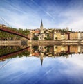 Church of Saint George with its reflection in central view in Ly Royalty Free Stock Photo